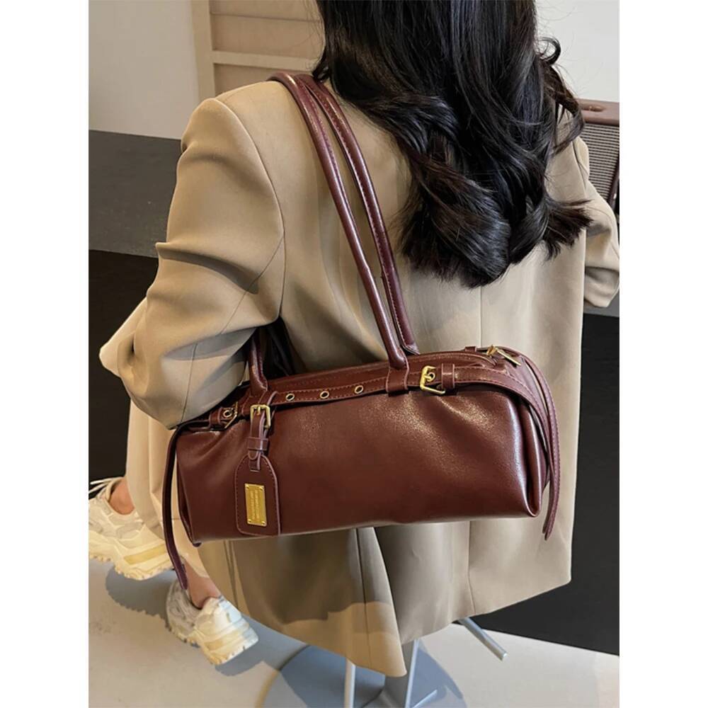 French Retro Style Women s Shoulder Bag Pu Pillow Bag Solid Color Soft Leather Women s Commuting Bag design Armpit Bag Women s Handbag Autumn New Desi