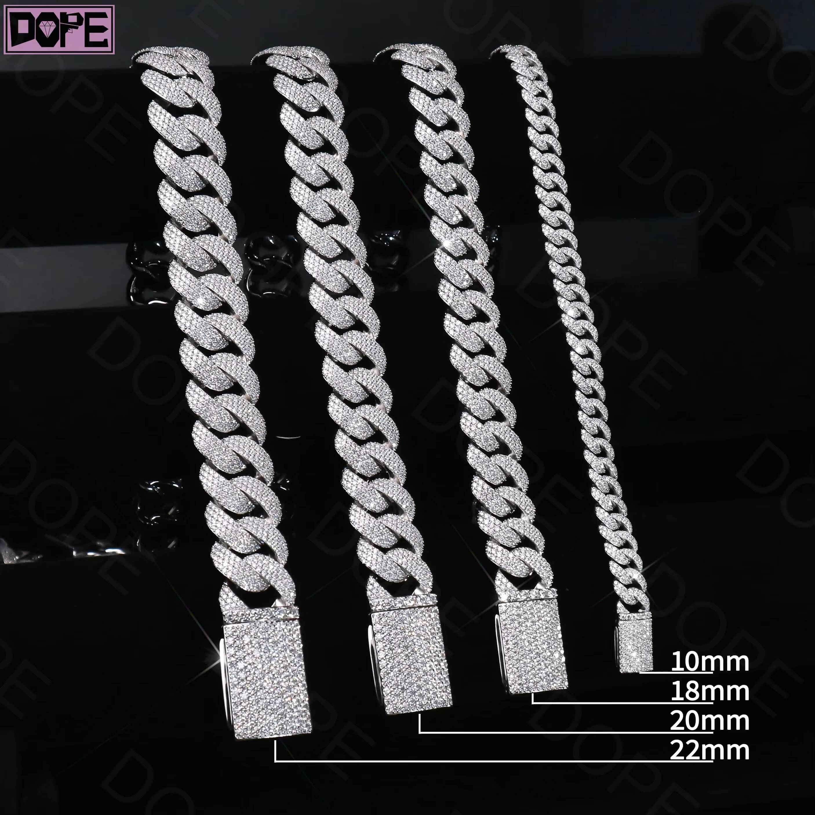 Hot 18MM Cuban Link Chain VVS Diamond Necklace Hiphop Iced Out 925 Silver Miami Moissanite Cuban Chain