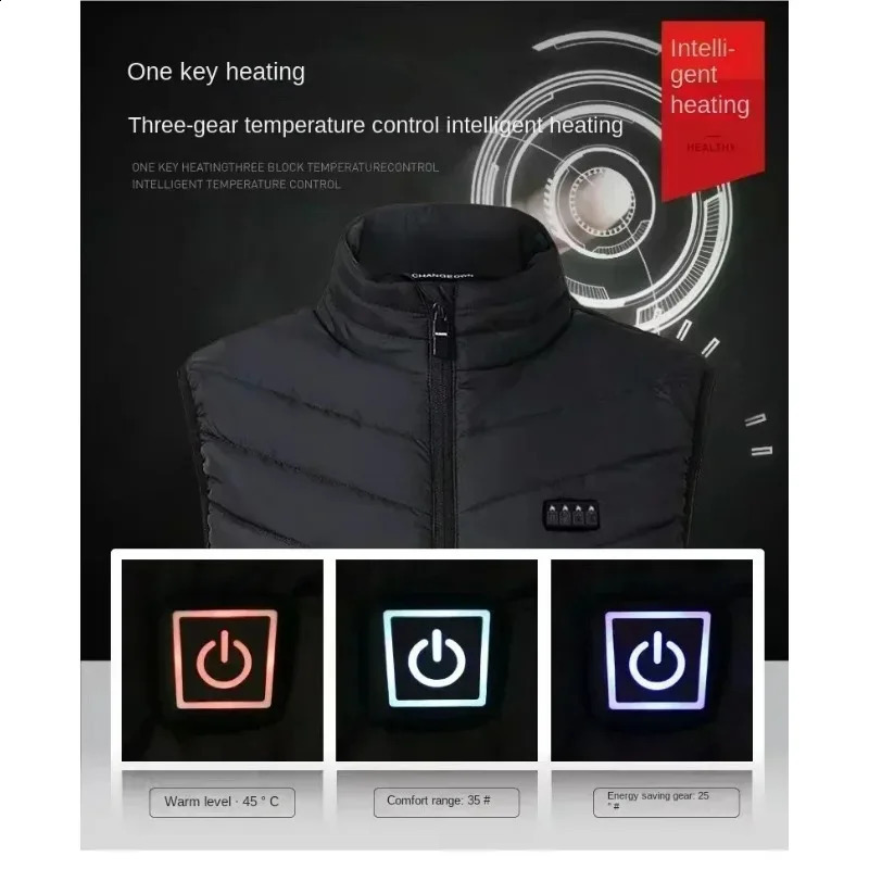 21 Zone Heating Vest Mens USB Infrared Thermal Jacket Smart Heated Clothes Winter Coldproof Thick Sleeveless Coat Hiking 250920