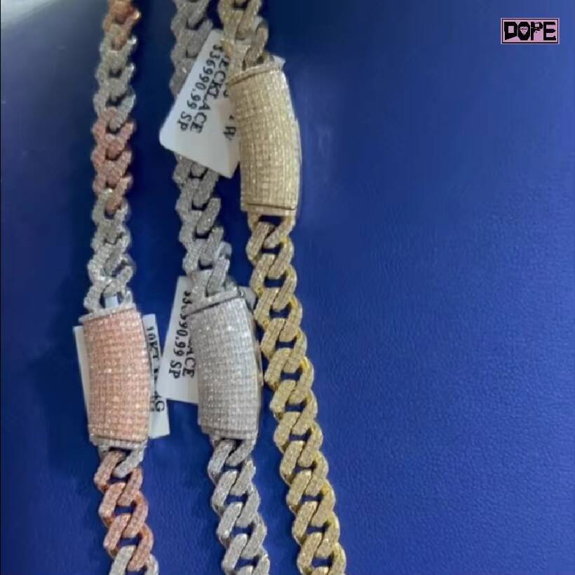 Hiphop Style Moissanite Cuban Link Chain Fine Jewelry Silver 925 Customized Trend Moissanite Cuban Chain