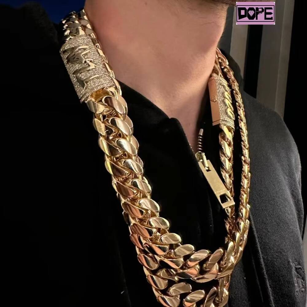 FaMoissaniteory Cuban Link Chain Necklace 18k Men Gold Plated 925 Sterling Silver Cuban Link Chain