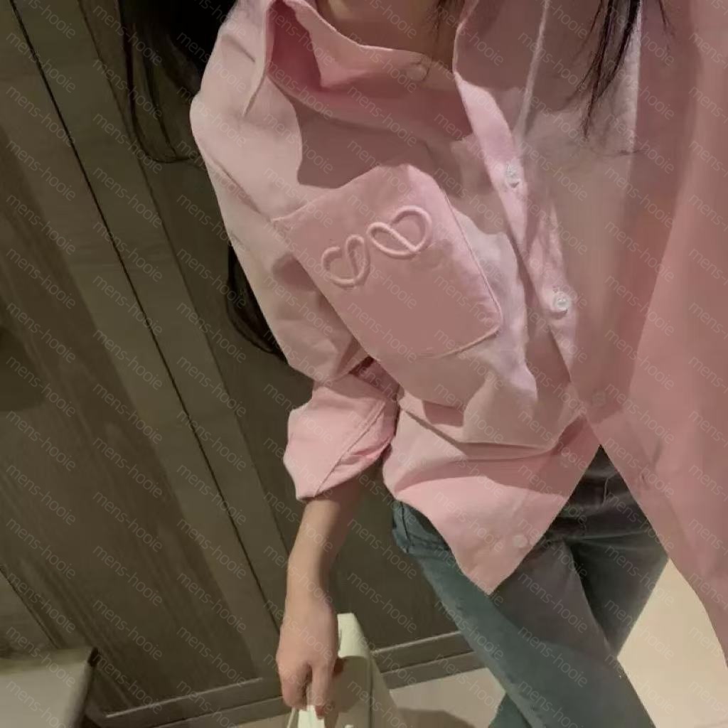 Loose Designer shirts women blue Blouse fashion spring embroidery luxury Base Shirt womens long sleeve lapel coat tops S-L