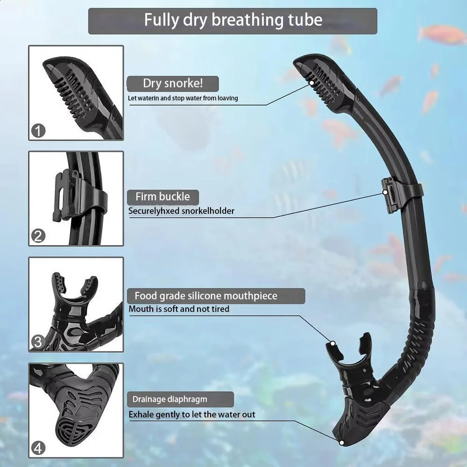 Mirror Snorkeling Mask Dry Top Breathing Tube Set Silicone Diving Swimming Goggles Adults Colorful Coated Tempered Glass Lenses 250920