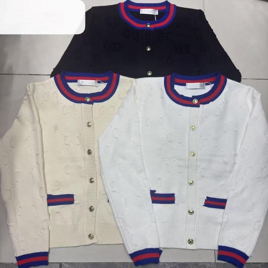 Women o-neck single breasted logo letters jacquard long sleeve designer fashion sweater cardigans coats SMLXL