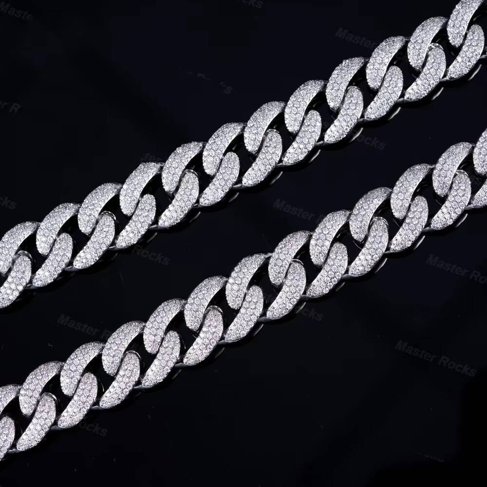 20MM Cuban Link Chain Hip Hop Rappers Men Iced Out Cuban Necklace Customized Trend VVS Miami Moissanite Cuban Chain