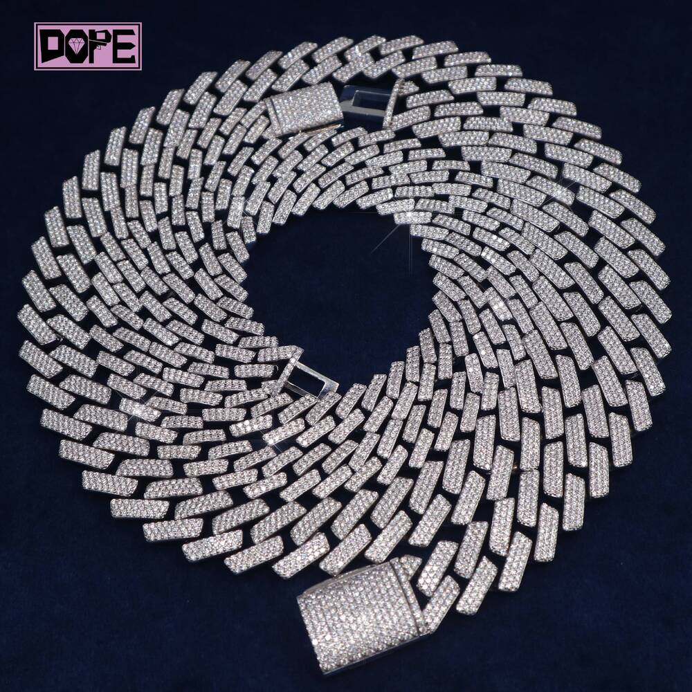 Sparkling Cuban Link Chain 14mm Hip Hop Jewelry 925 Silver VVS Iced Out Moissanite Cuban Chain