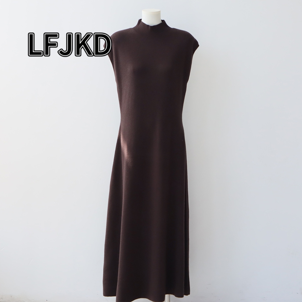 K2204 French ins dress women 2025 autumn Tencel wool elastic slit hip long skirt slim date commuting