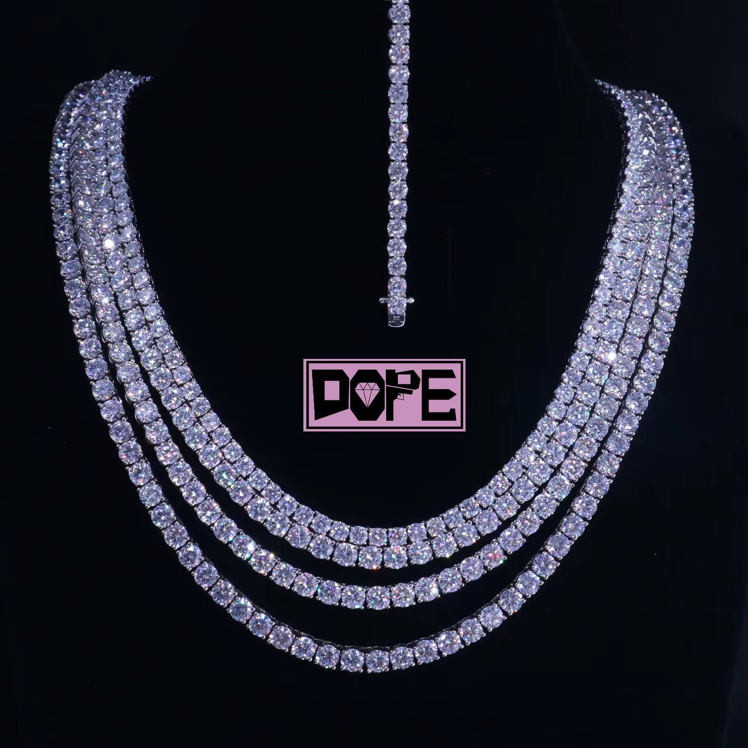 Pass Diamond Tester 345mm Tennis Chain 925 Silver Tennis Necklace Hiphop Iced Out Moissanite Tennis Chain