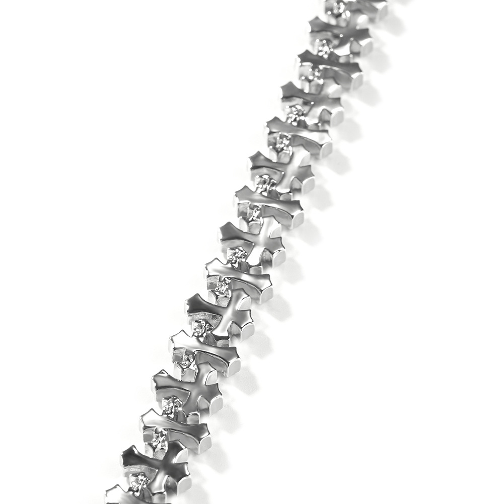 Hip Hop Copper Inlaid Zircon 11.5MM Cross Light Versatile Personality Unisex Bracelet Jewelry - view 4