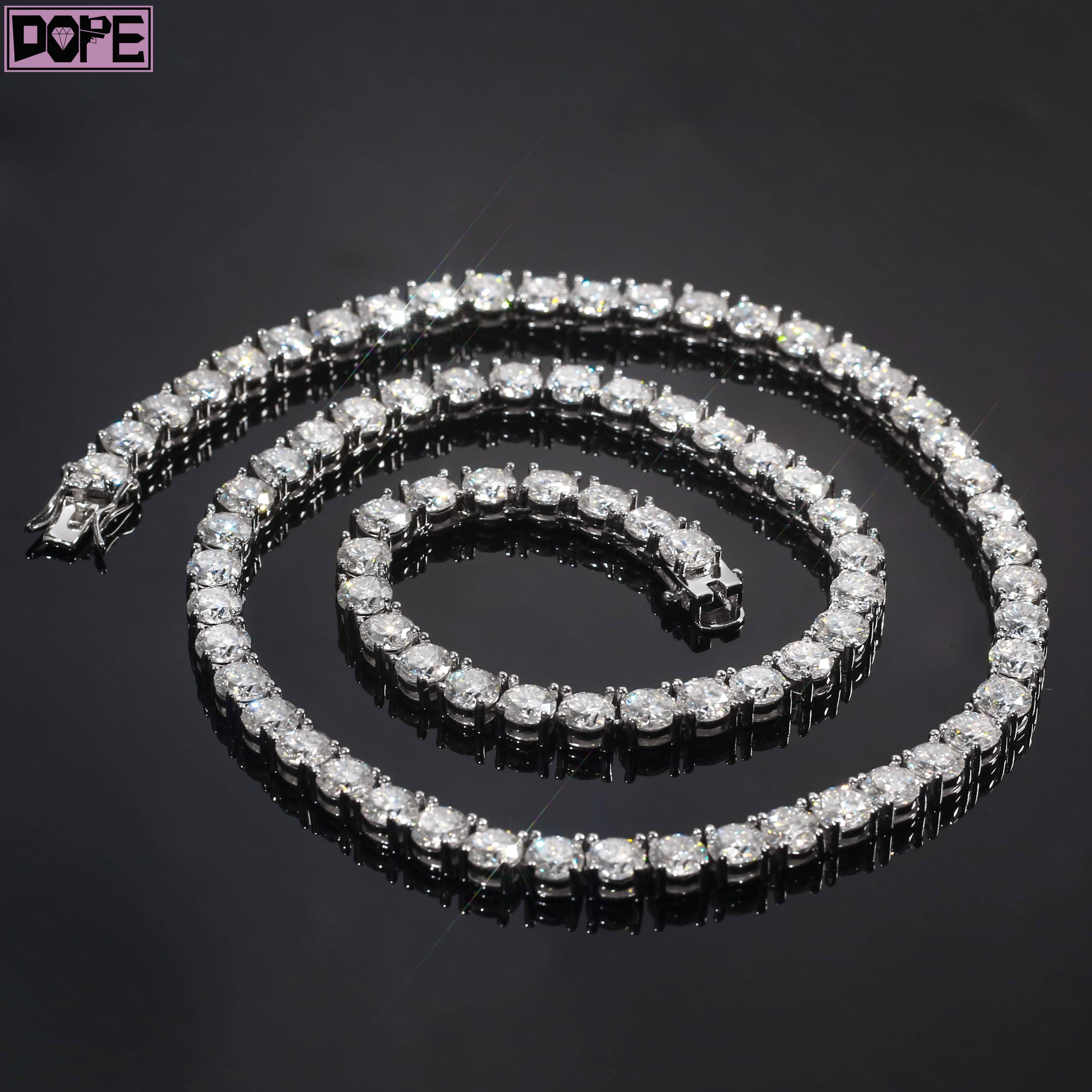 4mm 5mm New Arrival Hip Hop Vvs Moissanite Tennis Chain 925 Sterling Silver Iced Out Tennis Chain