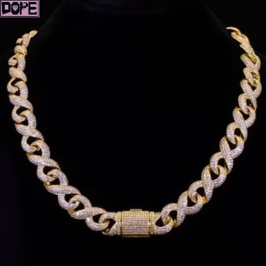 Top Quality 16mm Hip Hop Cuban Link Chain 925 Sterling Silver Iced Out Rose Gold Moissanite Cuban Chain