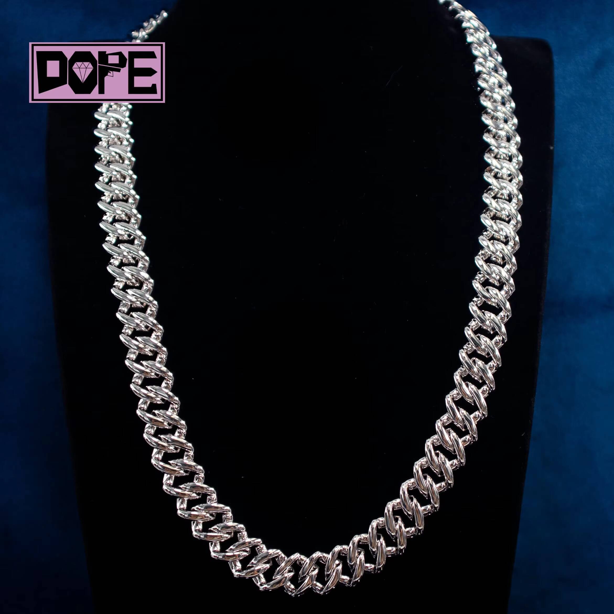 16mm Cuban Link Chain 925 Sterling Sliver Hip Hop Men VVS Baguette Cut Moissanite Cuban Chain