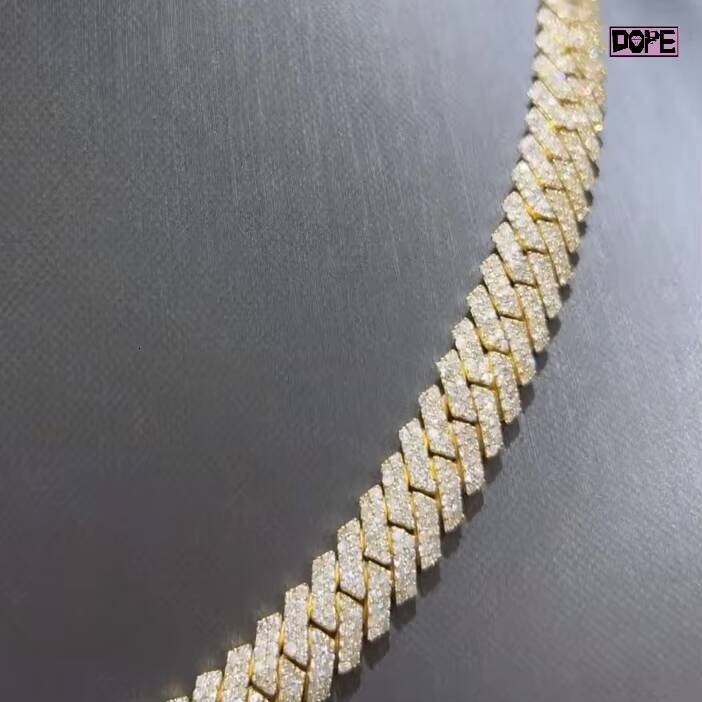 Cuban Link Chain Luxury VVS 10mm Iced Out Gold Plated 925 Silver Necklace Hiphop Moissanite Cuban Chain