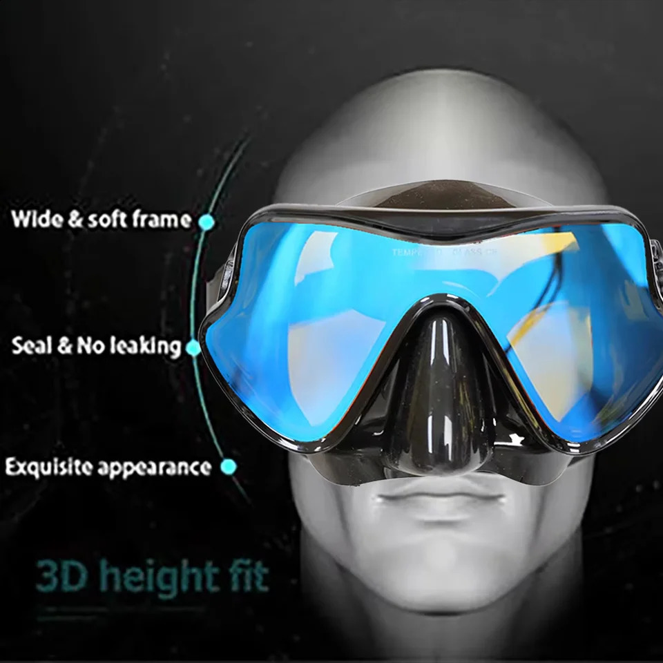 Mirror Snorkeling Mask Dry Top Breathing Tube Set Silicone Diving Swimming Goggles Adults Colorful Coated Tempered Glass Lenses 250920