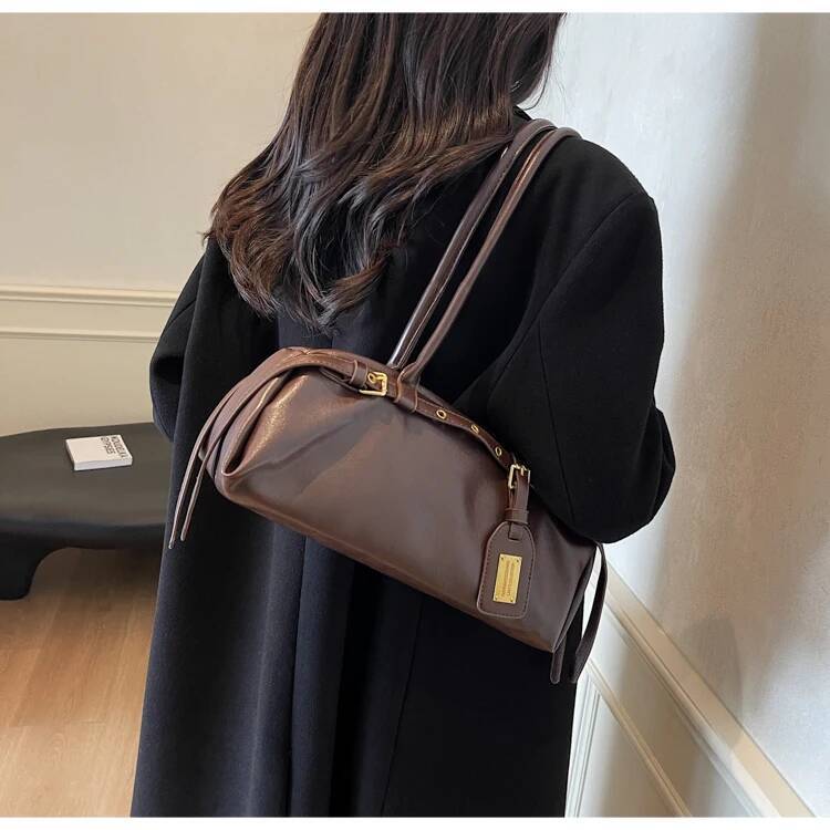 French Retro Style Women s Shoulder Bag Pu Pillow Bag Solid Color Soft Leather Women s Commuting Bag design Armpit Bag Women s Handbag Autumn New Desi