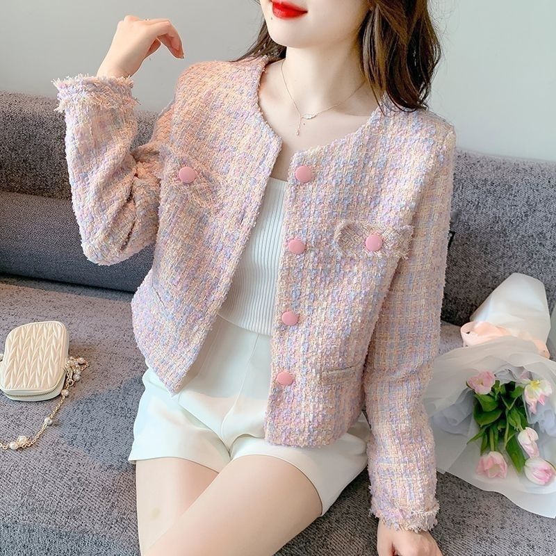 Luxury Brand Designer Clothing Jacket Short Korean Style Women's Top Spring Autumn New Long Sleeve Socialite French Slim Coat