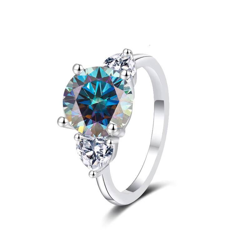 8 Adodo Dainty Jewelry Hot Sale S925 Sterling Silver Three Stone Heart Fine Jewelry Fourclaw 3Ct Moissanite Wedding Ring