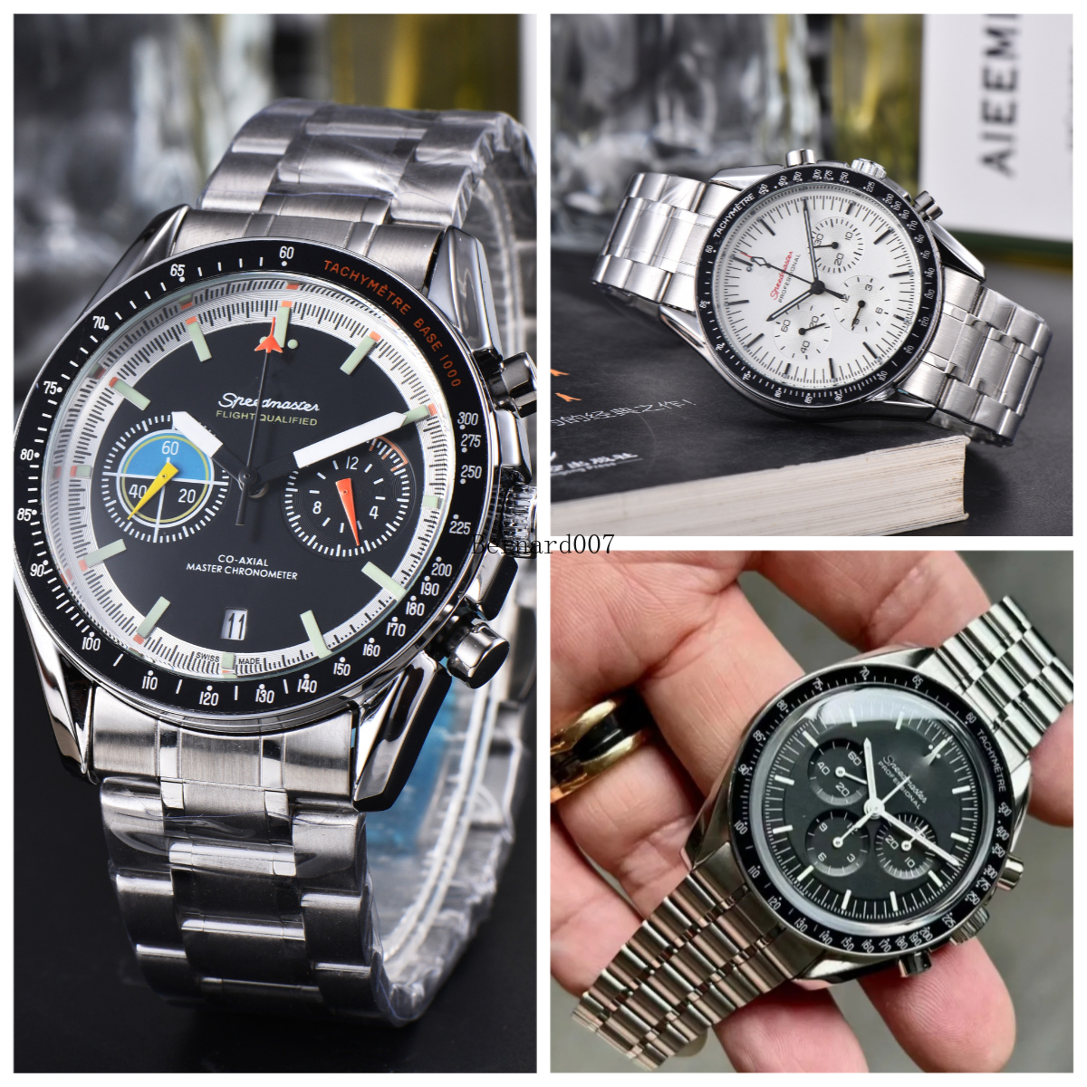 Bernard007 Sea 007 Professional Stainless Steel Wrist Watches for Men speed master Mens Watches All Dial Work Quartz 50th birthday gifts Watch Stopwatch