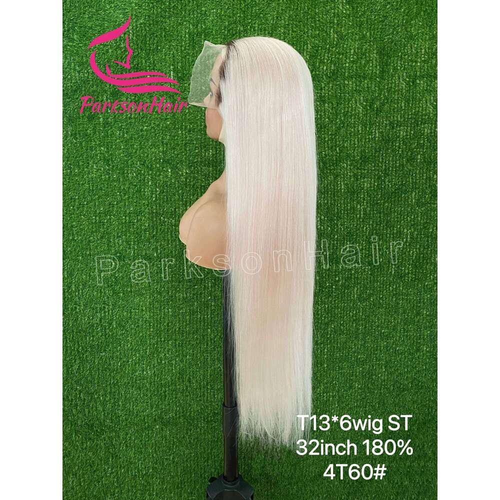Colored 13x6 13x4 Transparent Lace Front For Women PrePlucked Blonde Human Hair Wig With Dark Root
