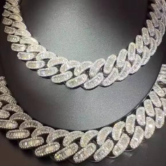 20MM Moissanite Cuban Link Chain Hiphop Jewelry 925 Silver VVS Iced Out Moissanite Cuban Chain