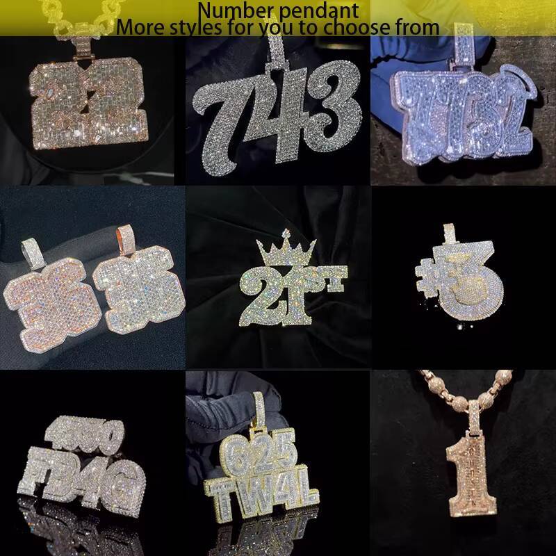 Hiphop Customized Trend Moissanite Pendant S925 Silver Full Iced Customized Trend Number Letter Name Charm VVS Moissanite High Jewelry