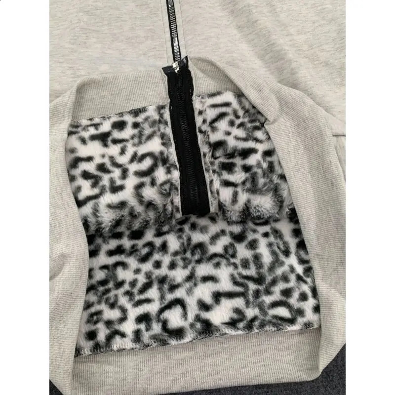 European and American AutumnWinter Hoodie Retro Leopard Pattern Inner Zipper Hoodie 250920
