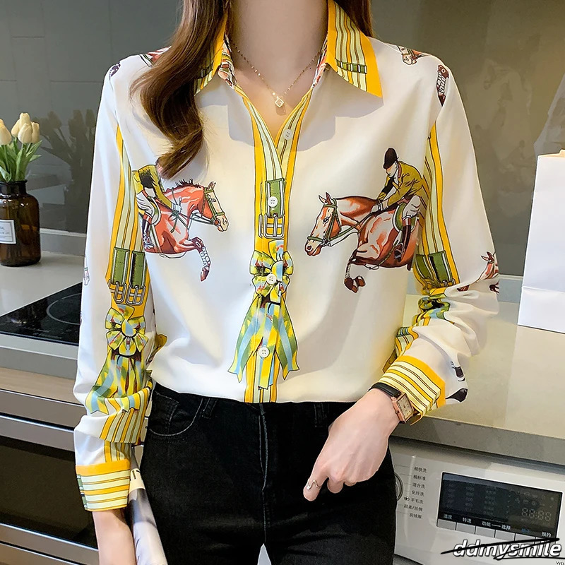 Spring Women Blouses Fashion Elegant Ladies Printed Shirts Long Sleeve Tops Blusas Mujer 250723 ddmysmile ddmysmile ddmysmile ddmysmile