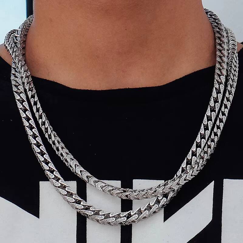 Punk Miami Cuban Choker Necklace for Men Gold Plated Thick Chain Moissanite Hip Hop Big Chunky Statement Collar for Anniversaries