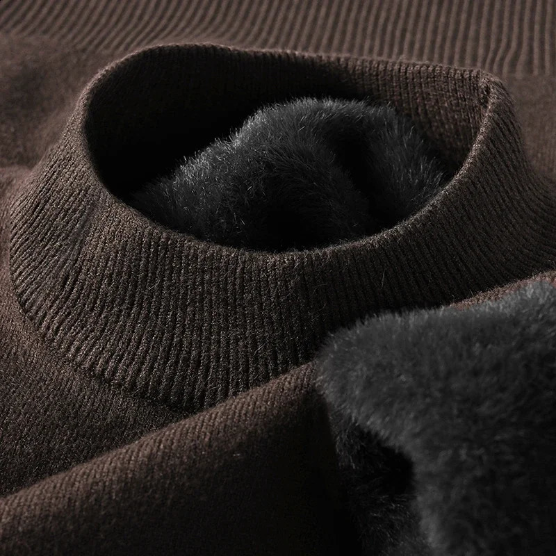 Half Turtleneck Knitwear Sweater AutumnWinter Mock Neck Sweatshirts Solid Color Pullovers Man Casual Mens Clothing 250920