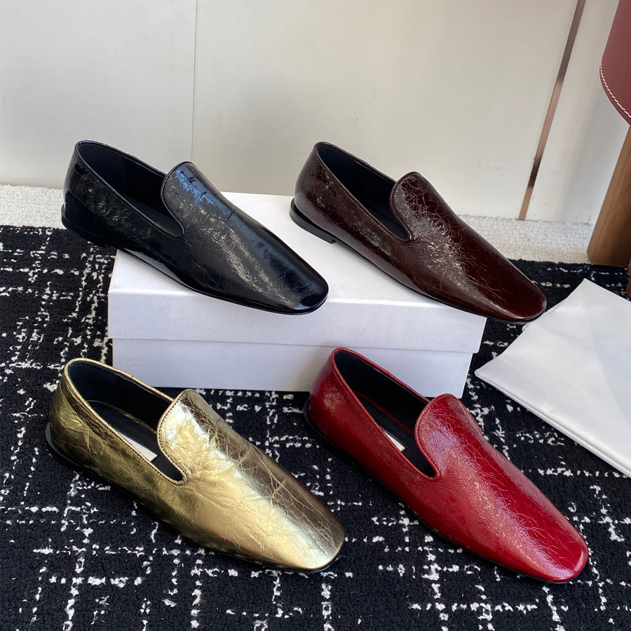 10 A Fashion Simple Minimalism womens leather Casual Square-toe slip on Flat comfortable dress Luxury jil designer Loafers Leisure Driving Office shoes