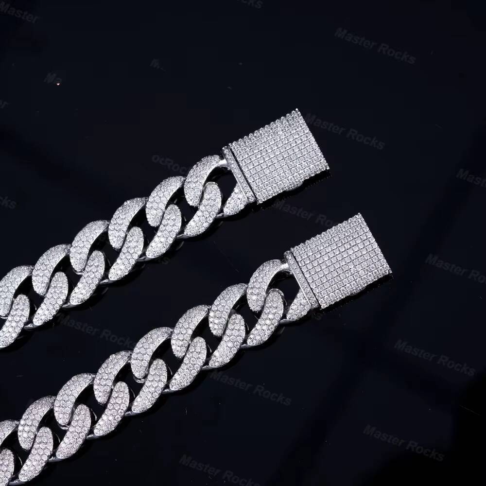 20MM Cuban Link Chain Hip Hop Rappers Men Iced Out Cuban Necklace Customized Trend VVS Miami Moissanite Cuban Chain