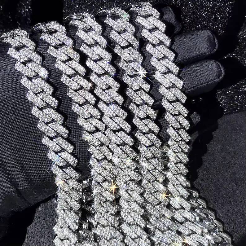 12MM 14MM 16MM Moissanite Cuban Link Chain VVS Iced Out Hiphop 925 Silver Customized Trend Moissanite Cuban Chain