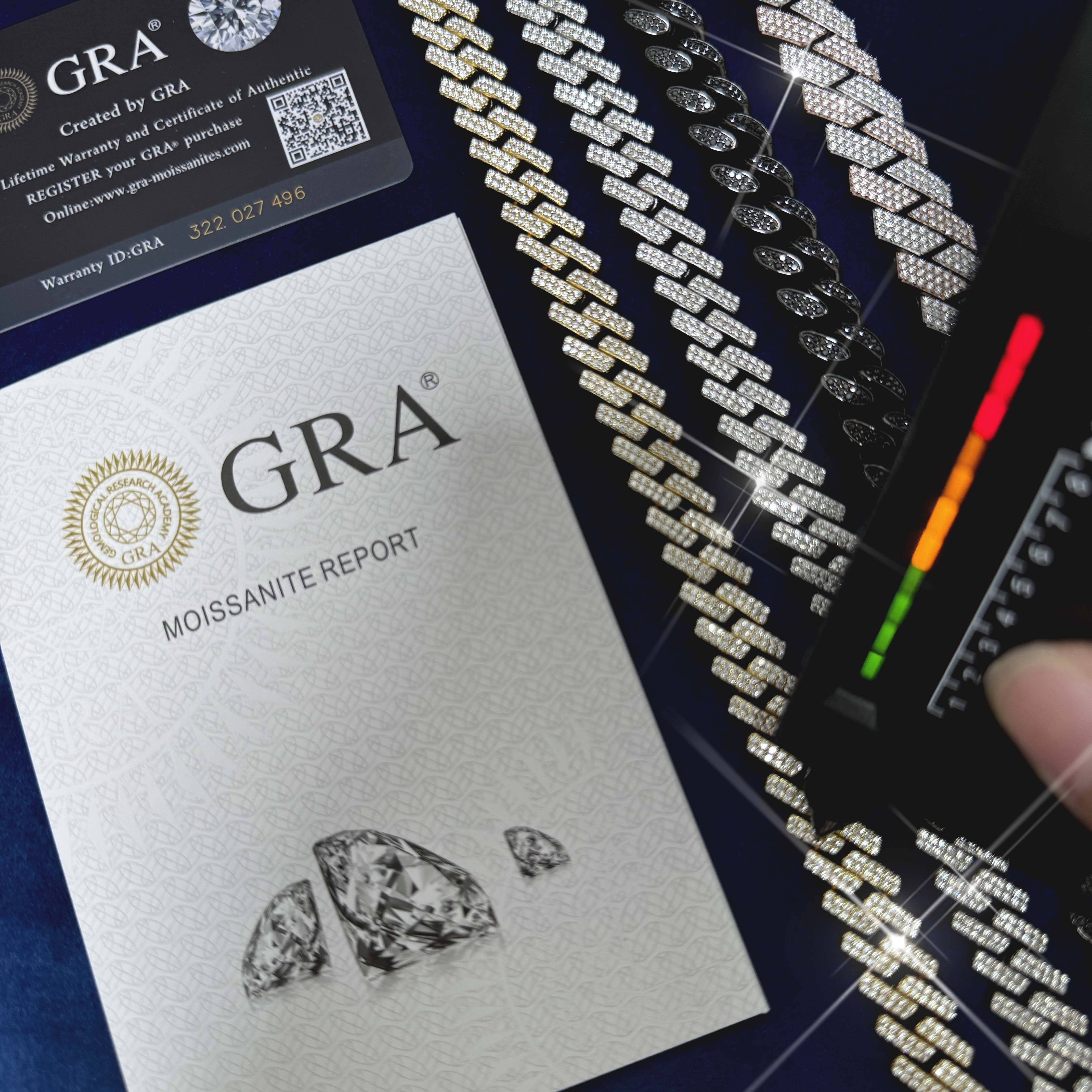 GRA Certified 6mm 8mm Cuban Chain Necklace 925 Silver Iced Out Hiphop Jewelry VVS Moissanite Cuban Chain