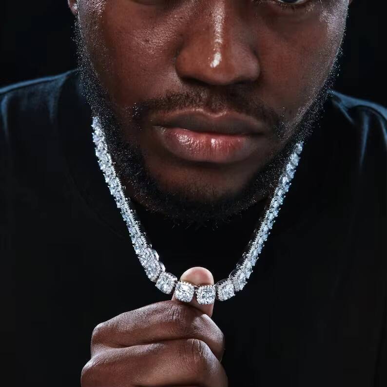 8mm Tennis Chain Necklace Cluster Vvs Iced Out Moisasnite Jewelry 925 Sterling Silver Moissanite Tennis Chain