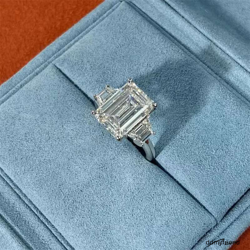 10K 14K White Gold IGI Certificated Lab Grown Dia 5Ct Vintage Engagement Emerald Cut Ring ddmyfriend