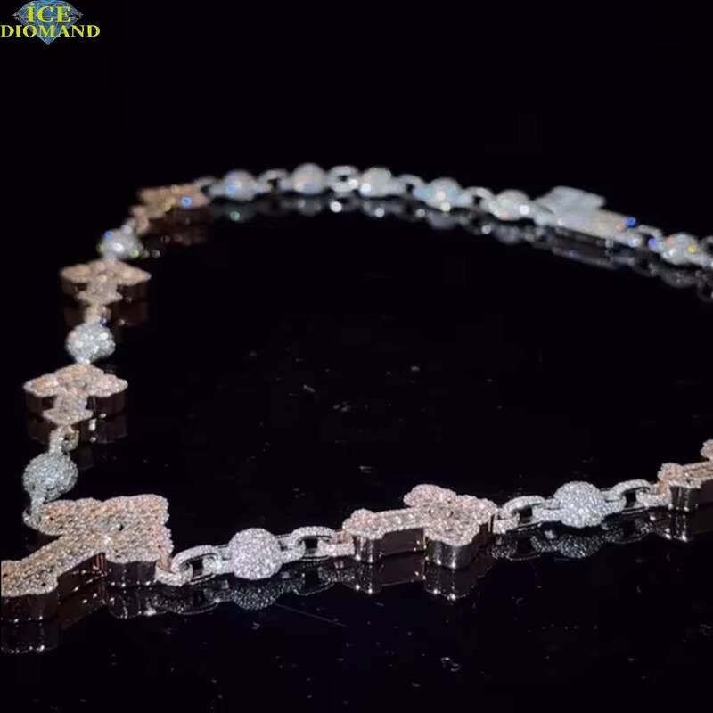 Customized Trend Moissanite Diamond Cross Necklace VVS1 High Quality Moissanite Diamond 925 Silver Cuban Chain Pass Diamond Test Jewelry