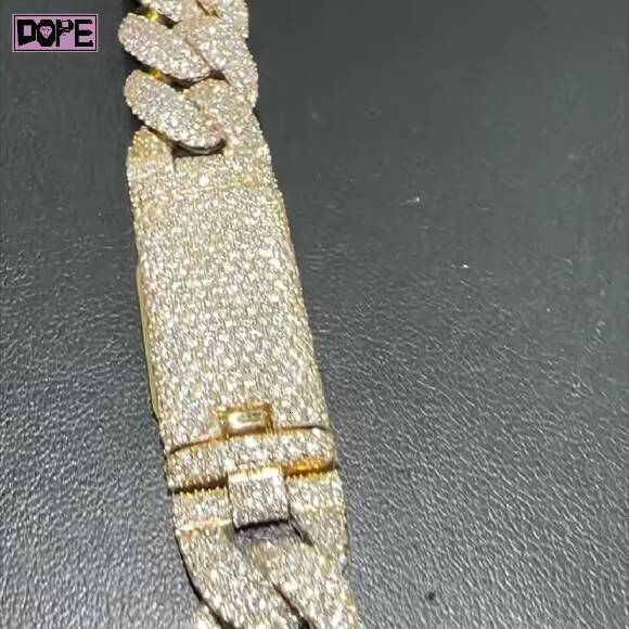 12mm Cuban Chain Miami Hiphop Vvs Iced Out Moissanite Jewelry 925 Silver Moissanite Cuban Chain