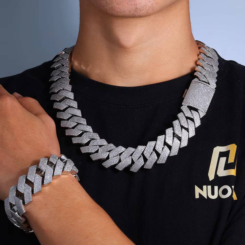 NUOYA 202636mm Iced Out Diamond Chunky Cuban Link Chain Necklace Gold Plated Hip Hop Jewelry for Men