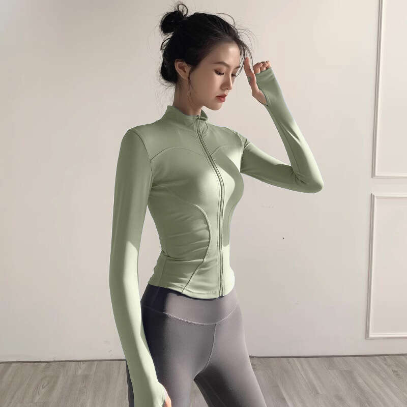 Spring and Autumn Lulu Women's Clothing Sports Top Running Fitness Shirt Long Sleeve Yoga Zipper Jacket