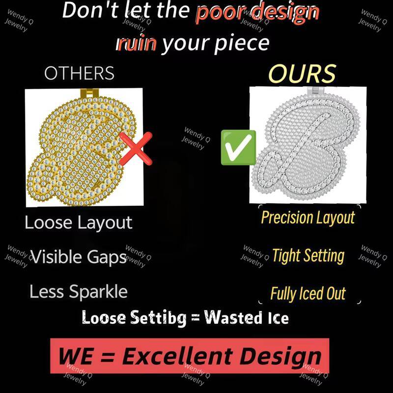 Customized Trend Iced S925 10K 14K Solid Gold VVS Moissanite Pendant with Link Chain Hip Hop Style Fine Jewelry Charms