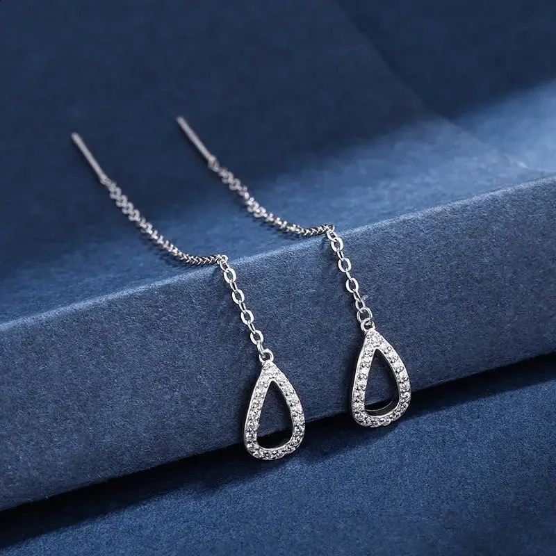 Drop Ear Line Long Hanging Earrings for Women Rose Gold Color Zircon Crystal Piercing Threader Earing Accessories Jewelry 250920