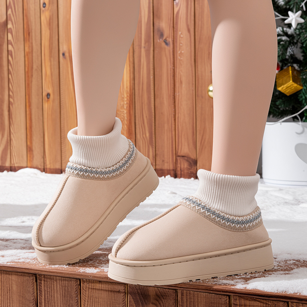 free shipping designer New snow boots for both home and outdoor warmth thickened cotton slippers suede full bag couple's cotton slippers