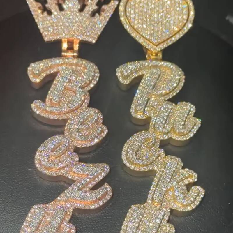 Customized Trendizable 925 Silver Moissanite Pendant Vertical VVS Iced Out Unique Personality Letter Design Hiphop Style Pendants Charms