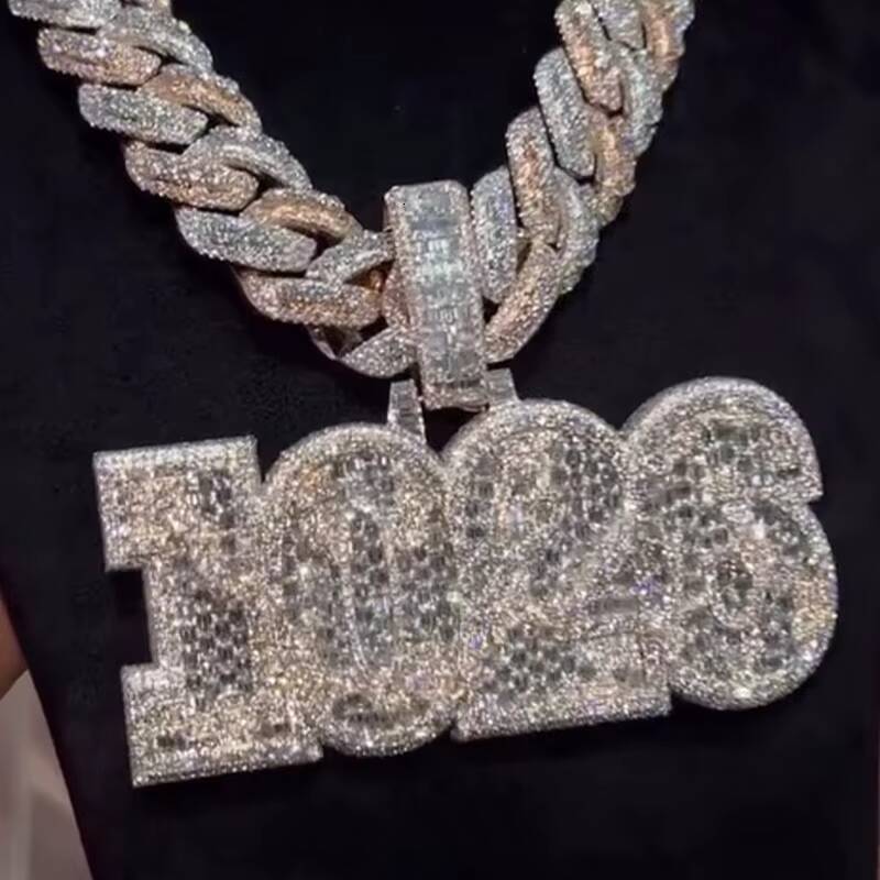 Customized Trend Moissanite Digital Pendant Vvs Chilled Moissanite Jewelry Pass Diamond Tester Hip Hop Moissanite Pendant