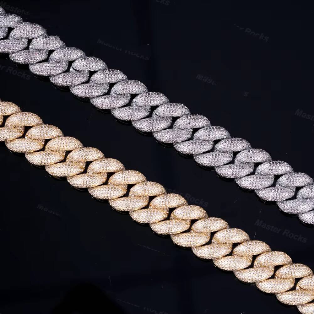 18mm Hiphop Moissanite Jewelry Cuban Link 925 Silver Borderless Necklace Vvs Iced Out Moissanite Cuban Chain