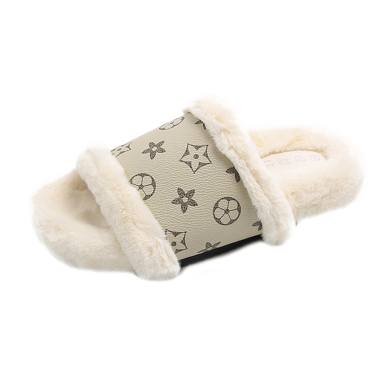 free shipping designer Outdoor classic printed autumn and winter plush home cotton slippers size 35-40