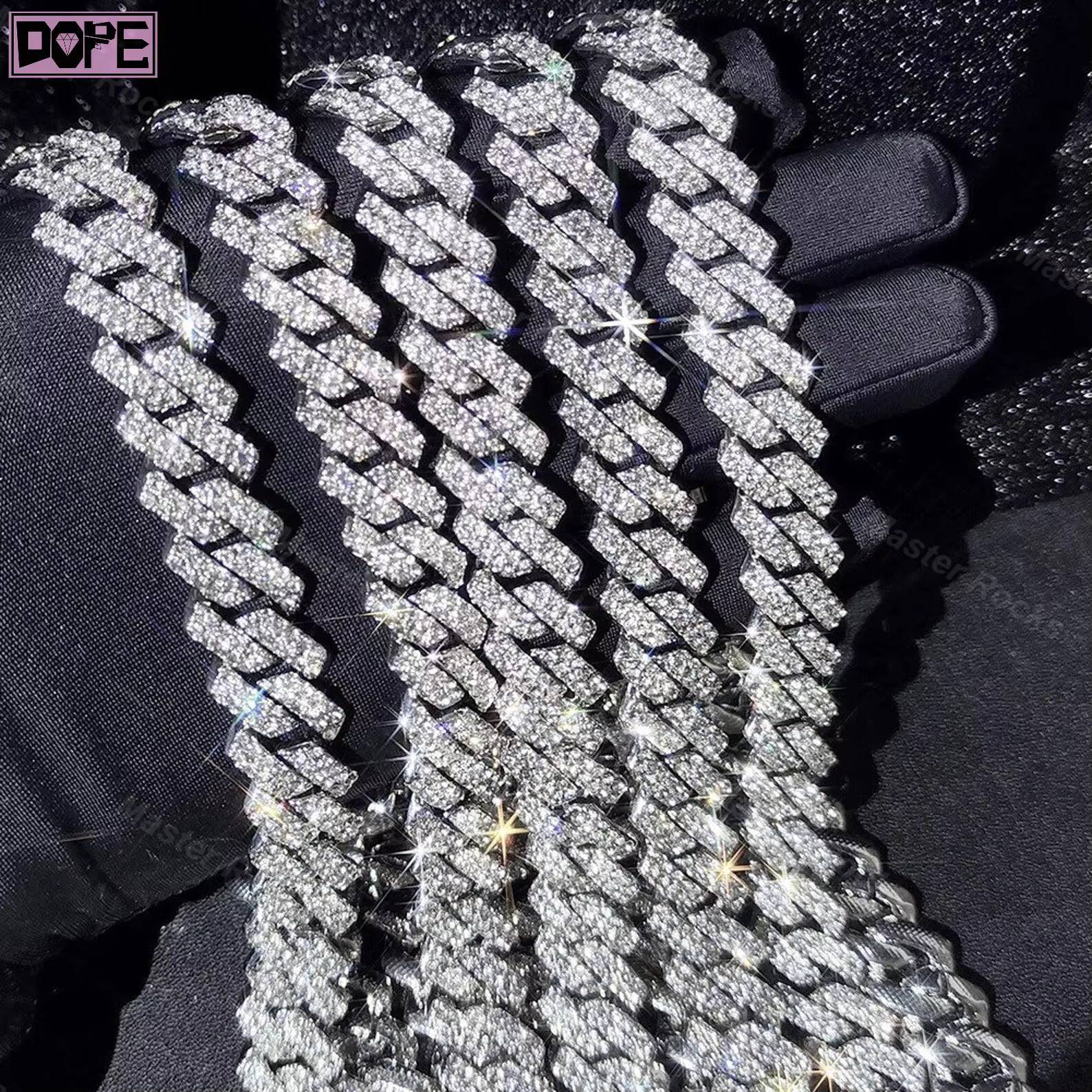 Size6mm 8mm 12mm Cuban Necklace 925 Silver Hiphop VVS Diamond Moissanite Cuban Chain