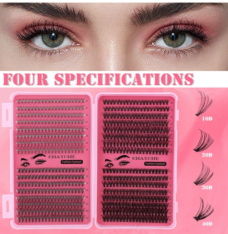 640pcs DIY Individual Eyelashes Soft Lightweight Thick Fluffy DIY Cluster Lashes Kit with Lash Bond & Seal Reusable Handmade Custer Eyelashes Set Graf