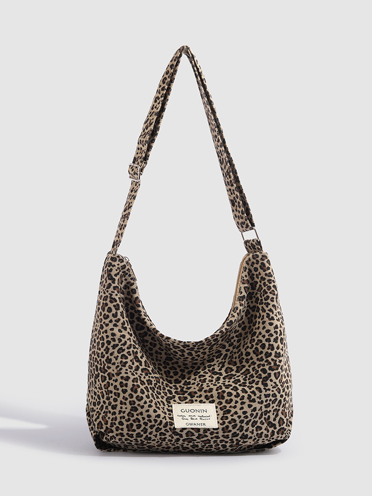 free shipping designer Leopard print canvas bag large-capacity casual single-shoulder crossbody trendy and fashionable