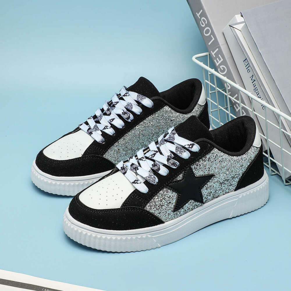 Fashion Sequin Designer Skateboard Shoes With Soft Soles Comfortable For All Seasons Outdoor Trendy Shoes For Couples Lace Up Casual Sports Shoes Scho